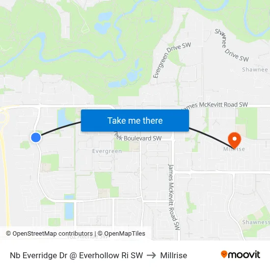 Nb  Everridge Dr @ Everhollow Ri SW to Millrise map
