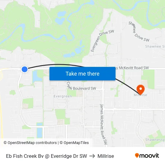 Eb  Fish Creek  Bv @ Everridge Dr SW to Millrise map