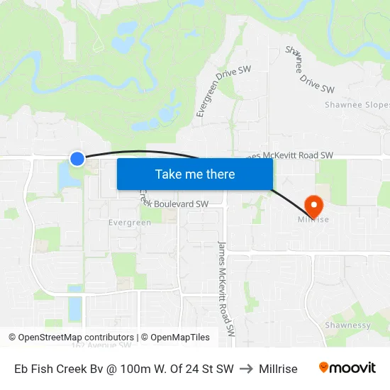 Eb Fish Creek Bv @ 100m W. Of 24 St SW to Millrise map