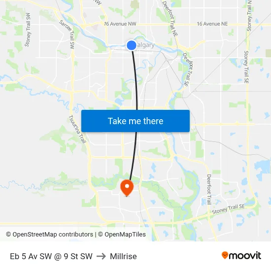 Eb 5 Av SW @ 9 St SW to Millrise map