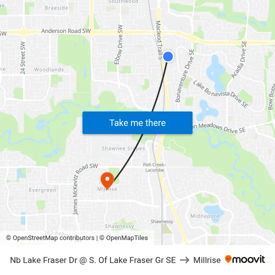 Nb Lake Fraser Dr @ S. Of Lake Fraser Gr SE to Millrise map