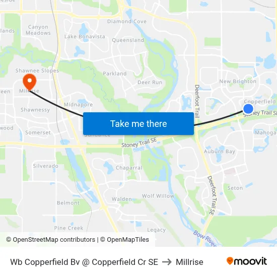 Wb Copperfield Bv @ Copperfield Cr SE to Millrise map