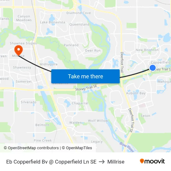 Eb Copperfield Bv @ Copperfield Ln SE to Millrise map
