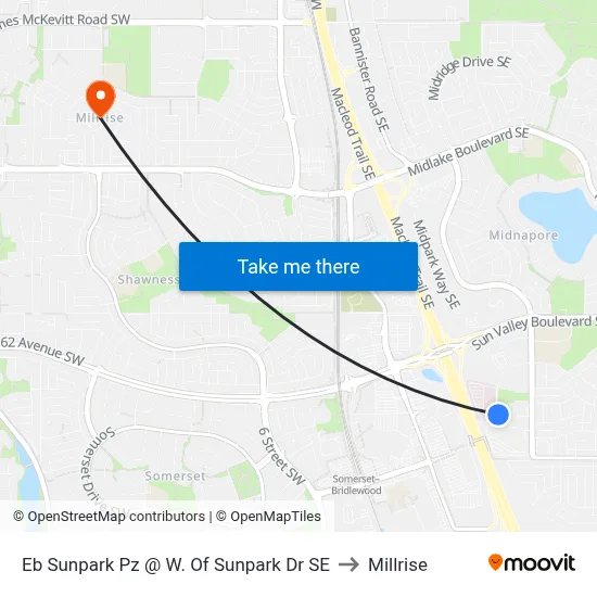 Eb Sunpark Pz @ W. Of Sunpark Dr SE to Millrise map