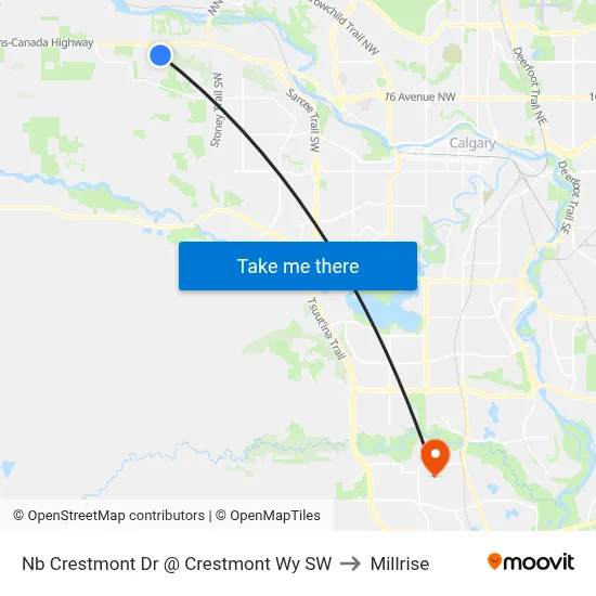 Nb Crestmont  Dr @ Crestmont Wy SW to Millrise map