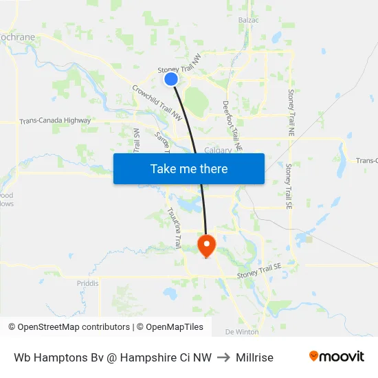 Wb Hamptons Bv @ Hampshire Ci NW to Millrise map