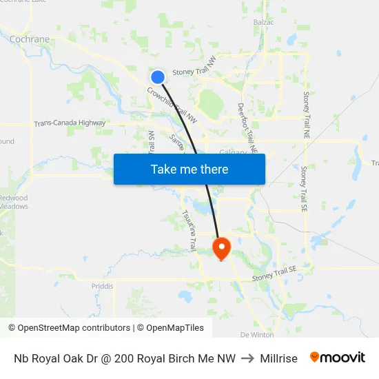 Nb Royal Oak Dr @ 200 Royal Birch Me NW to Millrise map