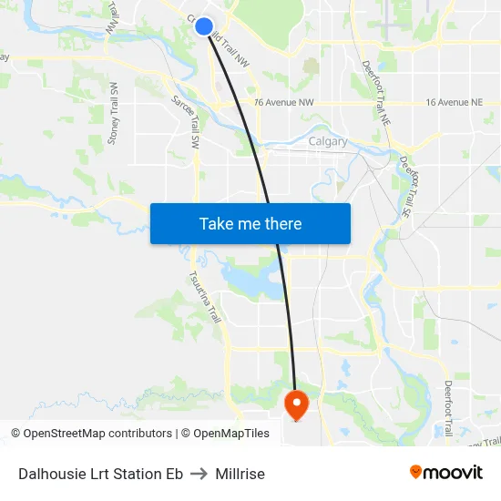 Dalhousie Lrt Station Eb to Millrise map