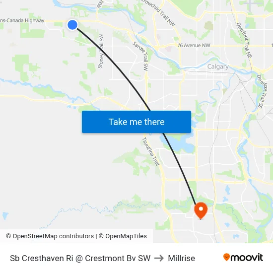 Sb Cresthaven Ri @ Crestmont Bv SW to Millrise map