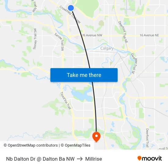 Nb Dalton Dr @ Dalton Ba NW to Millrise map