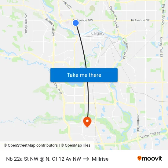 Nb 22a St NW @ N. Of 12 Av NW to Millrise map