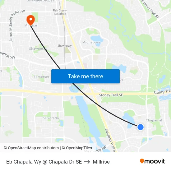 Eb Chapala Wy @ Chapala Dr SE to Millrise map