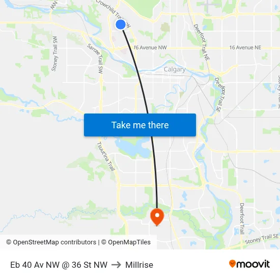 Eb 40 Av NW @ 36 St NW to Millrise map