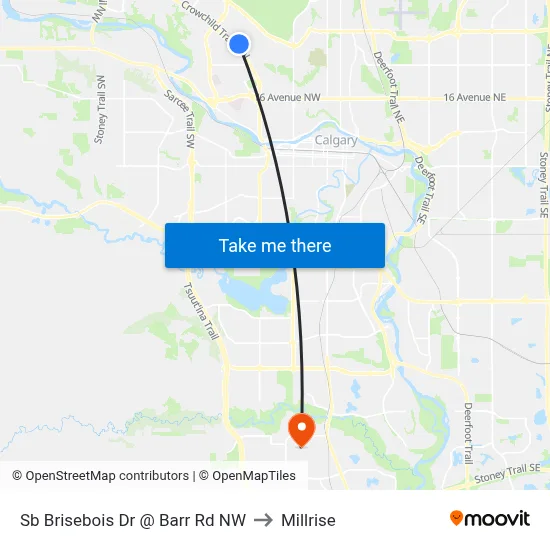 Sb Brisebois Dr @ Barr Rd NW to Millrise map