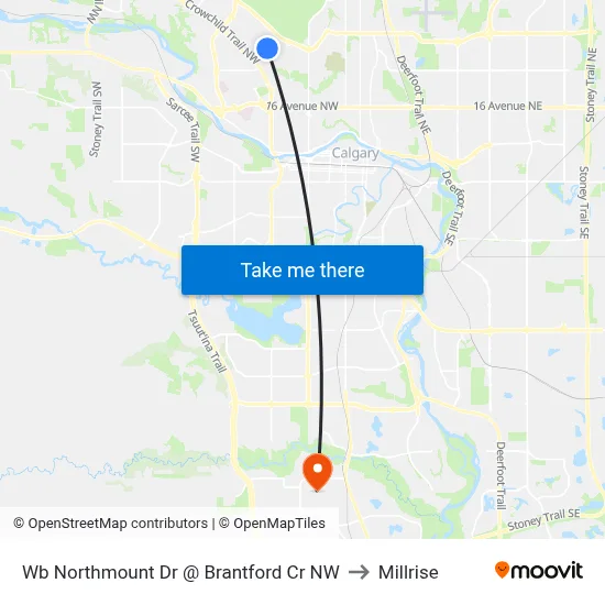 Wb Northmount Dr @ Brantford Cr NW to Millrise map