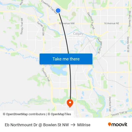Eb Northmount Dr @ Bowlen St NW to Millrise map