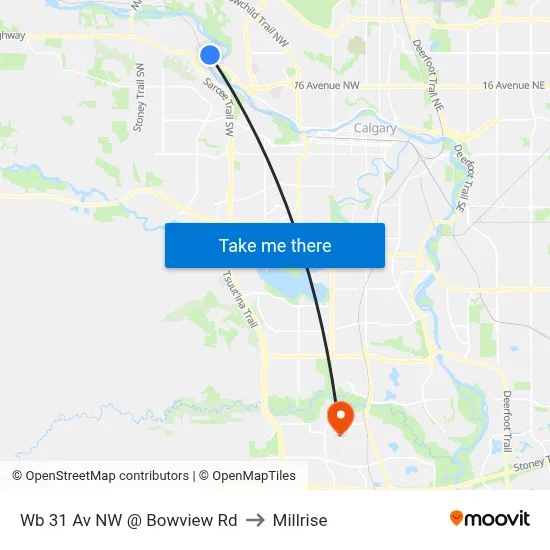 Wb 31 Av NW @ Bowview Rd to Millrise map