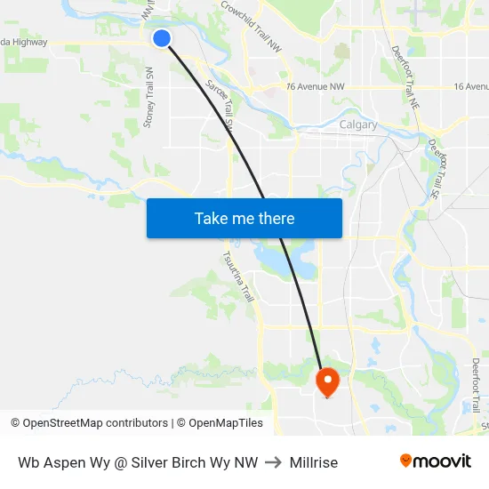 Wb Aspen Wy @ Silver Birch Wy NW to Millrise map