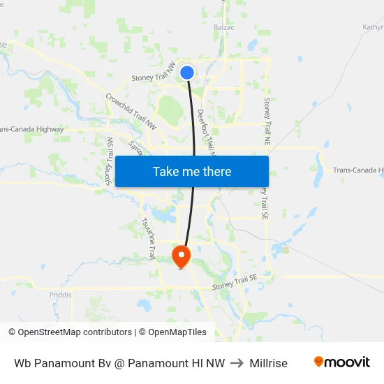 Wb Panamount Bv @ Panamount Hl NW to Millrise map