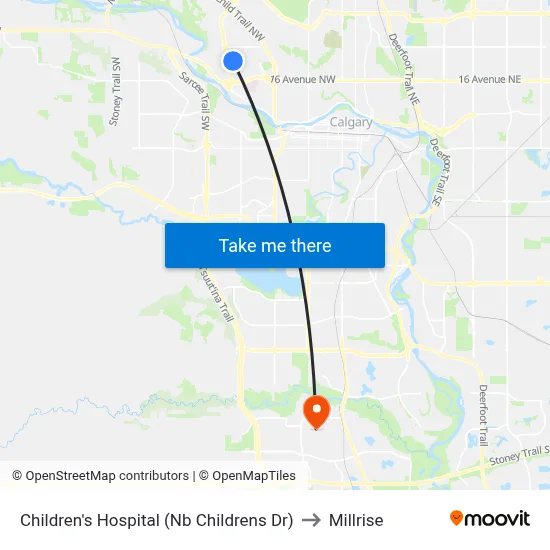 Children's Hospital (Nb Childrens Dr) to Millrise map