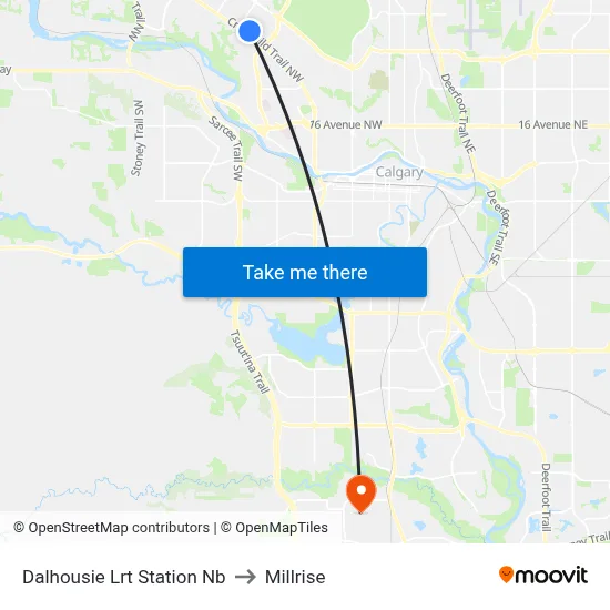 Dalhousie Lrt Station Nb to Millrise map