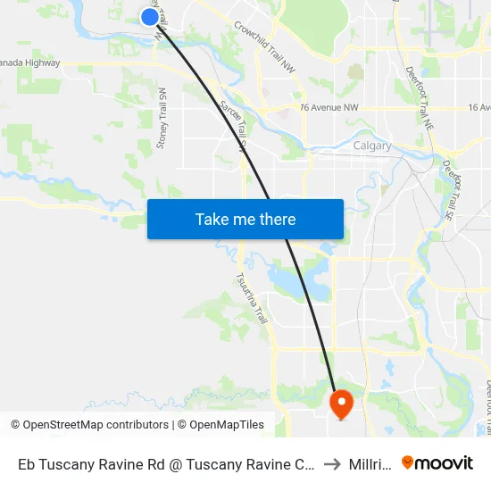 Eb Tuscany Ravine Rd @ Tuscany Ravine Cl NW to Millrise map