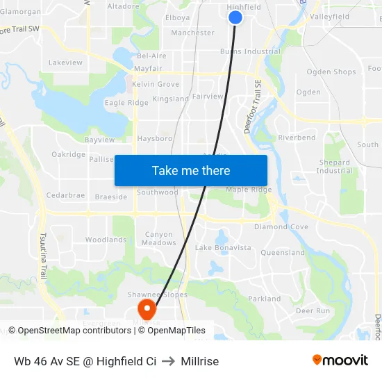 Wb 46 Av SE @ Highfield Ci to Millrise map