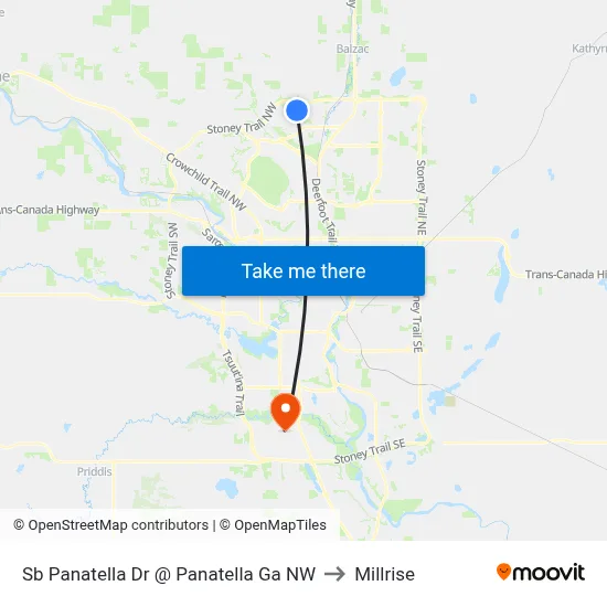 Sb Panatella Dr @ Panatella Ga NW to Millrise map