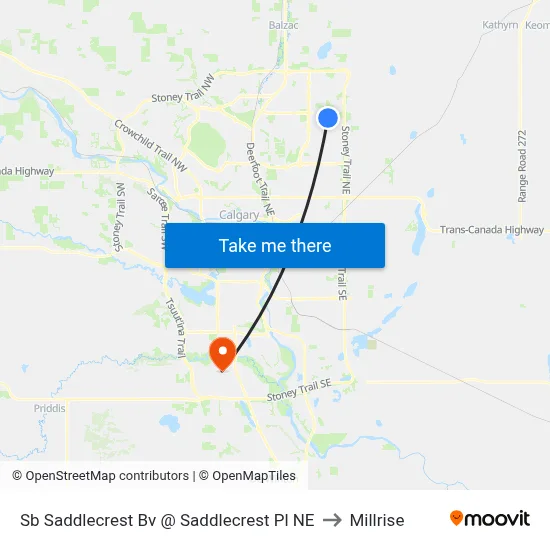 Sb Saddlecrest Bv @ Saddlecrest Pl NE to Millrise map
