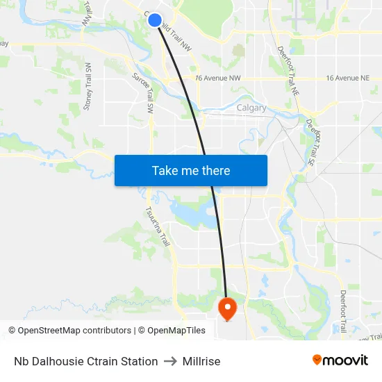 Nb Dalhousie Ctrain Station to Millrise map
