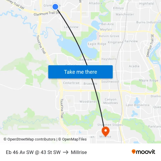 Eb 46 Av SW @ 43 St SW to Millrise map