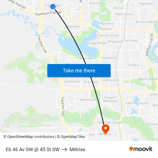 Eb 46 Av SW @ 45 St SW to Millrise map