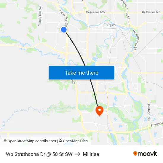 Wb Strathcona Dr @ 58 St SW to Millrise map