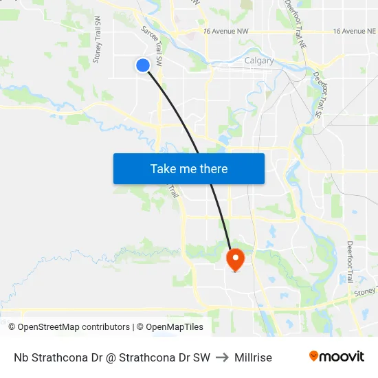 Nb Strathcona Dr @ Strathcona Dr SW to Millrise map