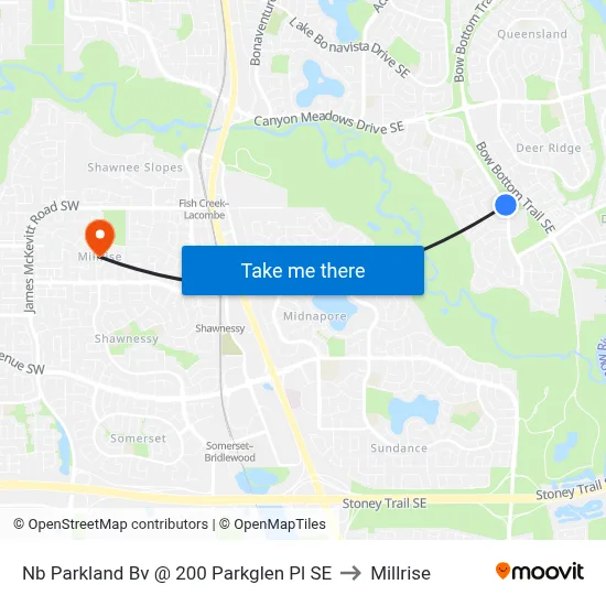 Nb Parkland Bv @ 200 Parkglen Pl SE to Millrise map