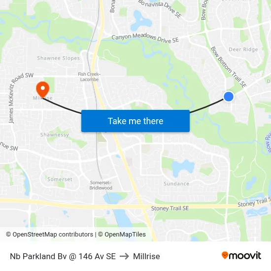 Nb Parkland Bv @ 146 Av SE to Millrise map