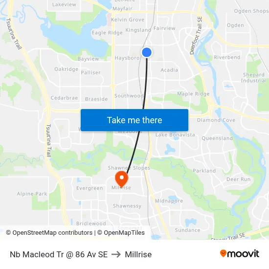 Nb Macleod Tr @ 86 Av SE to Millrise map