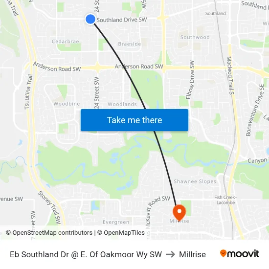 Eb Southland Dr @  E. Of Oakmoor Wy SW to Millrise map