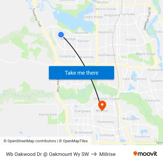 Wb Oakwood Dr @ Oakmount Wy SW to Millrise map