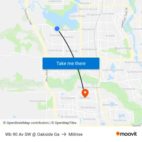 Wb 90 Av SW @ Oakside Ga to Millrise map