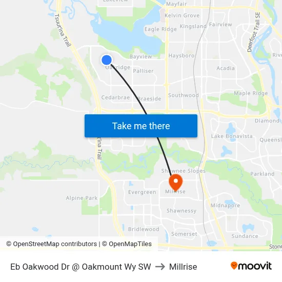 Eb Oakwood Dr @ Oakmount Wy SW to Millrise map