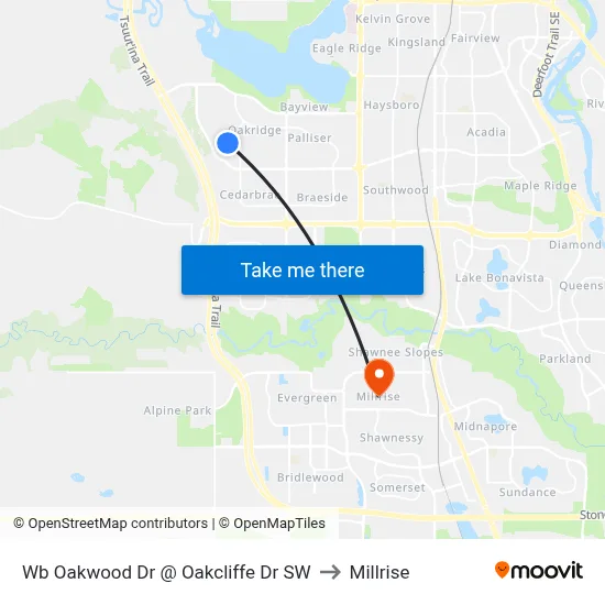 Wb Oakwood Dr @ Oakcliffe Dr SW to Millrise map