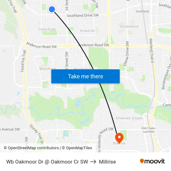 Wb Oakmoor Dr @ Oakmoor Cr SW to Millrise map