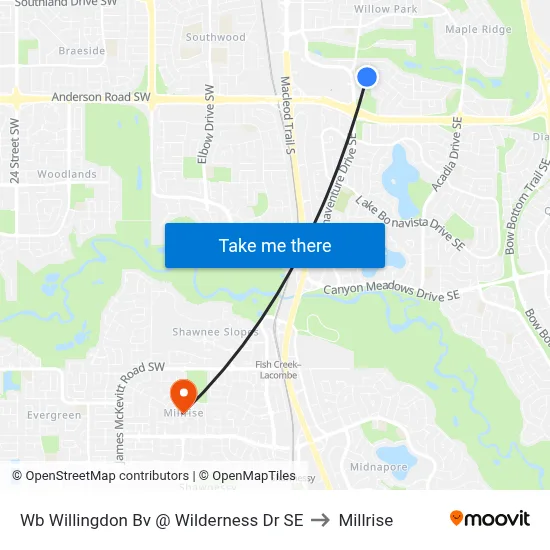 Wb Willingdon Bv @ Wilderness Dr SE to Millrise map