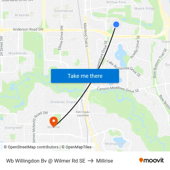 Wb  Willingdon Bv @ Wilmer Rd SE to Millrise map