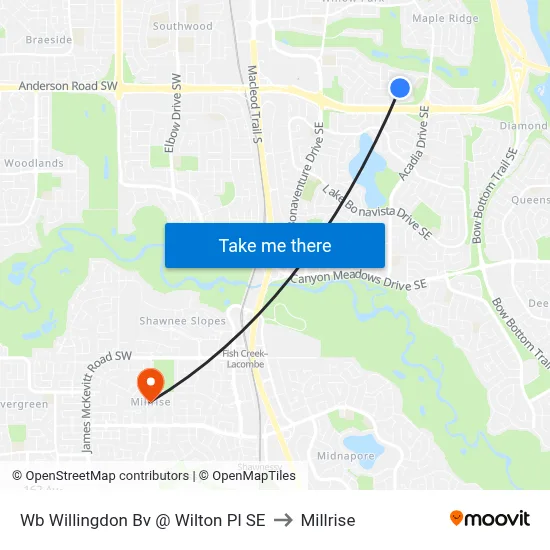Wb Willingdon Bv @ Wilton Pl SE to Millrise map