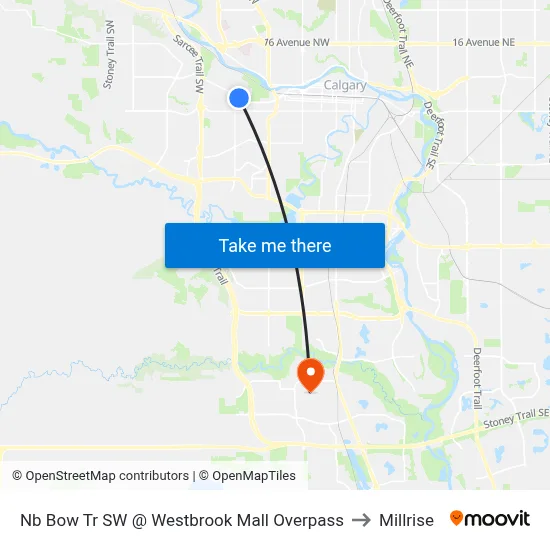 Nb Bow Tr SW @ Westbrook Mall Overpass to Millrise map