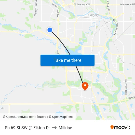 Sb 69 St SW @ Elkton Dr to Millrise map