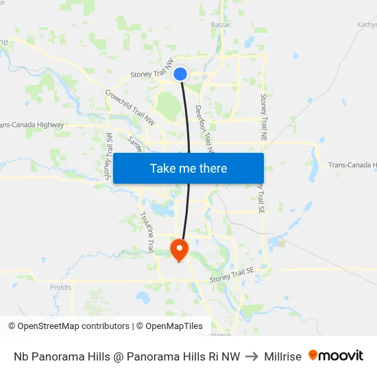 Nb Panorama Hills @ Panorama Hills Ri NW to Millrise map