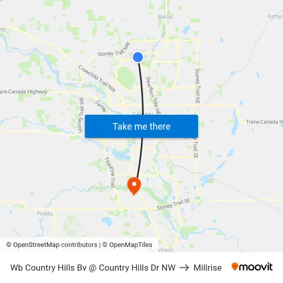 Wb Country Hills Bv @ Country Hills Dr NW to Millrise map